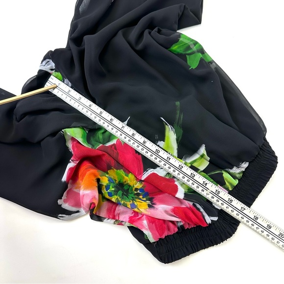 Frank Lyman floral chiffon wide leg women’s trousers Size 14 pull on Resortwear - Picture 11 of 15